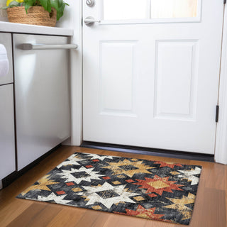 Piper Looms Chantille Aztec ACN1879 Black Machine Washable Area Rug Scatter Lifestyle Image Feature