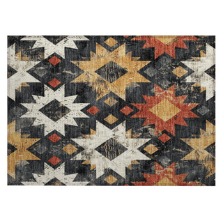 Piper Looms Chantille Aztec ACN1879 Black Machine Washable Area Rug Scatter Main Image