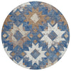 Piper Looms Chantille Aztec ACN1879 Blue Machine Washable Area Rug Round Main Image