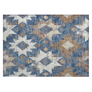 Piper Looms Chantille Aztec ACN1879 Blue Machine Washable Area Rug Scatter Main Image