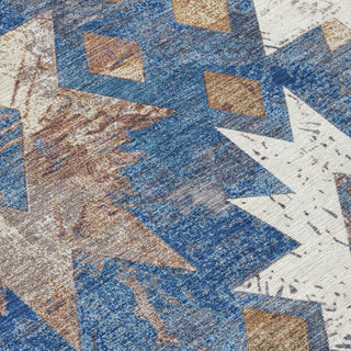 Piper Looms Chantille Aztec ACN1879 Blue Machine Washable Area Rug Swatch Image