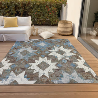 Piper Looms Chantille Aztec ACN1879 Brown Machine Washable Area Rug Outdoor Lifestyle Image Feature