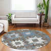 Piper Looms Chantille Aztec ACN1879 Brown Machine Washable Area Rug Round Lifestyle Image Feature