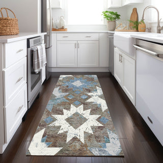 Piper Looms Chantille Aztec ACN1879 Brown Machine Washable Area Rug Runner Lifestyle Image Feature