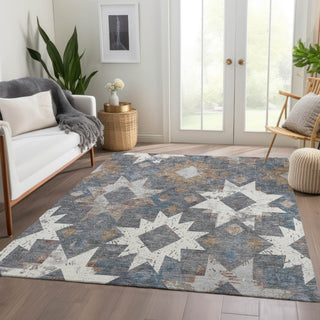 Piper Looms Chantille Aztec ACN1879 Gray Machine Washable Area Rug Lifestyle Image Feature