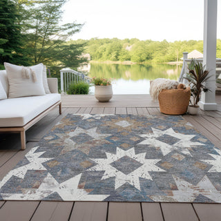 Piper Looms Chantille Aztec ACN1879 Gray Machine Washable Area Rug Outdoor Lifestyle Image Feature