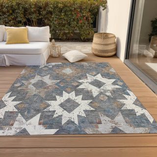 Piper Looms Chantille Aztec ACN1879 Gray Machine Washable Area Rug Outdoor Lifestyle Image Feature