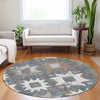 Piper Looms Chantille Aztec ACN1879 Gray Machine Washable Area Rug Round Lifestyle Image Feature