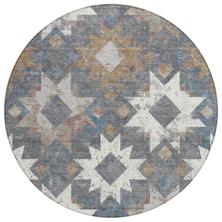 Piper Looms Chantille Aztec ACN1879 Gray Machine Washable Area Rug Round Main Image