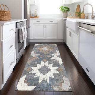 Piper Looms Chantille Aztec ACN1879 Gray Machine Washable Area Rug Runner Lifestyle Image Feature