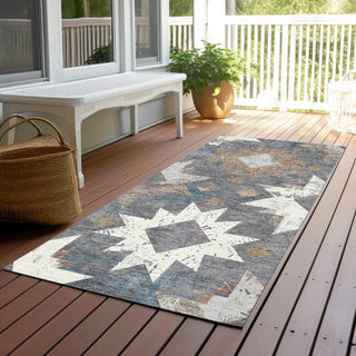 Piper Looms Chantille Aztec ACN1879 Gray Machine Washable Area Rug Runner Outdoor Lifestyle Image Feature