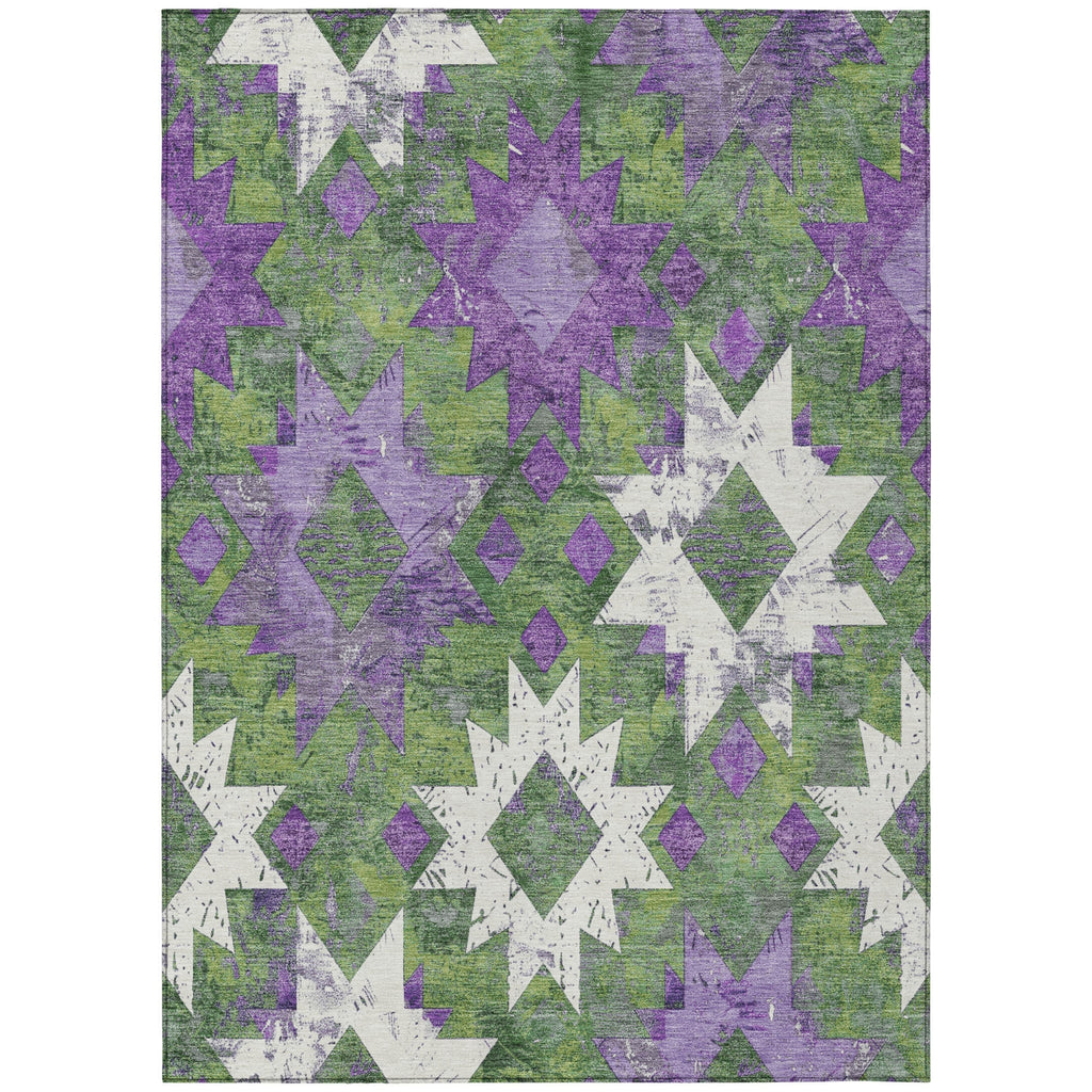 Piper Looms Chantille Aztec ACN1879 Green Machine Washable Area Rug main image