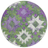 Piper Looms Chantille Aztec ACN1879 Green Machine Washable Area Rug Round Main Image