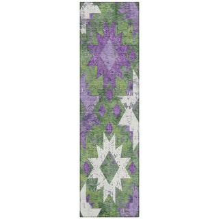 Piper Looms Chantille Aztec ACN1879 Green Machine Washable Area Rug Runner Main Image
