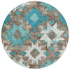 Piper Looms Chantille Aztec ACN1879 Teal Machine Washable Area Rug Round Main Image