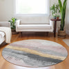 Piper Looms Chantille Modern ACN1880 Blush Machine Washable Area Rug Round Lifestyle Image Feature