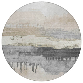 Piper Looms Chantille Modern ACN1880 Ivory Machine Washable Area Rug Round Main Image