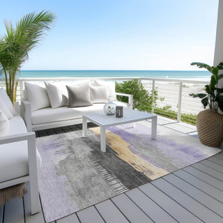 Piper Looms Chantille Modern ACN1880 Lavender Machine Washable Area Rug Outdoor Lifestyle Image Feature