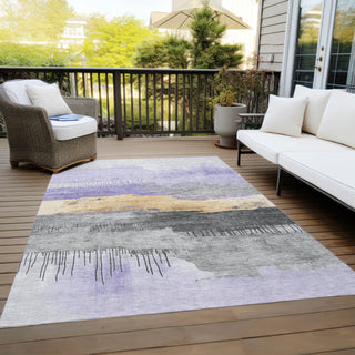 Piper Looms Chantille Modern ACN1880 Lavender Machine Washable Area Rug Outdoor Lifestyle Image Feature