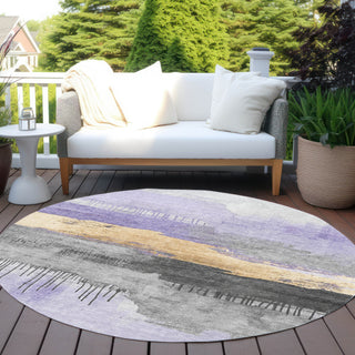 Piper Looms Chantille Modern ACN1880 Lavender Machine Washable Area Rug Round Outdoor Lifestyle Image Feature