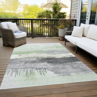 Piper Looms Chantille Modern ACN1880 Mint Machine Washable Area Rug Outdoor Lifestyle Image Feature