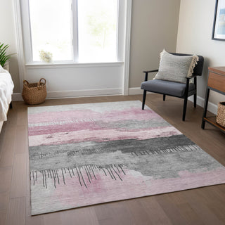Piper Looms Chantille Modern ACN1880 Pink Machine Washable Area Rug Lifestyle Image Feature