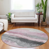 Piper Looms Chantille Modern ACN1880 Pink Machine Washable Area Rug Round Lifestyle Image Feature