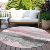 Piper Looms Chantille Modern ACN1880 Pink Machine Washable Area Rug Round Outdoor Lifestyle Image Feature