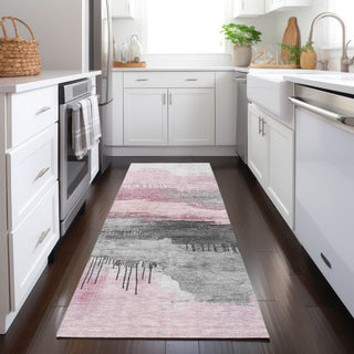 Piper Looms Chantille Modern ACN1880 Pink Machine Washable Area Rug Runner Lifestyle Image Feature