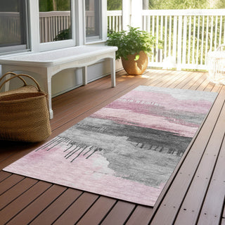 Piper Looms Chantille Modern ACN1880 Pink Machine Washable Area Rug Runner Outdoor Lifestyle Image Feature