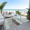 Piper Looms Chantille Modern ACN1880 Teal Machine Washable Area Rug Outdoor Lifestyle Image Feature