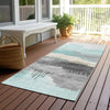 Piper Looms Chantille Modern ACN1880 Teal Machine Washable Area Rug Runner Outdoor Lifestyle Image Feature
