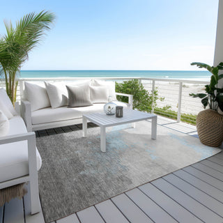 Piper Looms Chantille Modern ACN1881 Blue Machine Washable Area Rug Outdoor Lifestyle Image Feature
