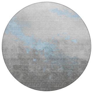 Piper Looms Chantille Modern ACN1881 Blue Machine Washable Area Rug Round Main Image