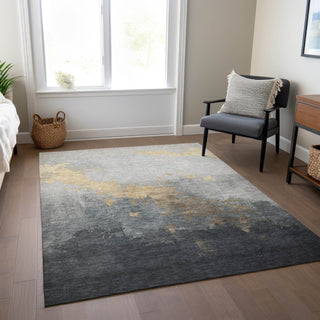 Piper Looms Chantille Modern ACN1881 Gold Machine Washable Area Rug Lifestyle Image Feature