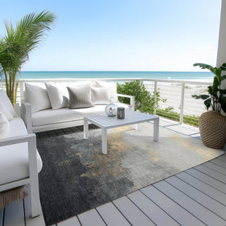 Piper Looms Chantille Modern ACN1881 Gold Machine Washable Area Rug Outdoor Lifestyle Image Feature