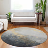 Piper Looms Chantille Modern ACN1881 Gold Machine Washable Area Rug Round Lifestyle Image Feature