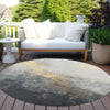 Piper Looms Chantille Modern ACN1881 Gold Machine Washable Area Rug Round Outdoor Lifestyle Image Feature