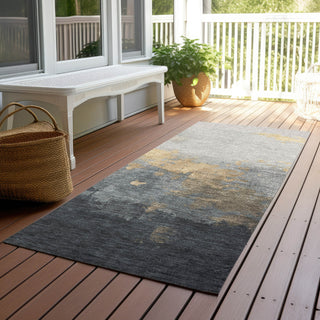 Piper Looms Chantille Modern ACN1881 Gold Machine Washable Area Rug Runner Outdoor Lifestyle Image Feature