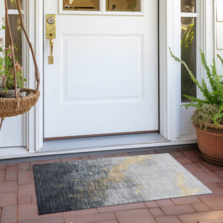 Piper Looms Chantille Modern ACN1881 Gold Machine Washable Area Rug Scatter Outdoor Lifestyle Image Feature