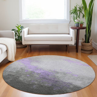Piper Looms Chantille Modern ACN1881 Lavender Machine Washable Area Rug Round Lifestyle Image Feature