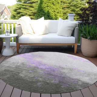 Piper Looms Chantille Modern ACN1881 Lavender Machine Washable Area Rug Round Outdoor Lifestyle Image Feature