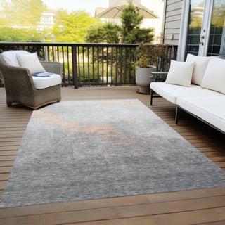 Piper Looms Chantille Modern ACN1881 Peach Machine Washable Area Rug Outdoor Lifestyle Image Feature