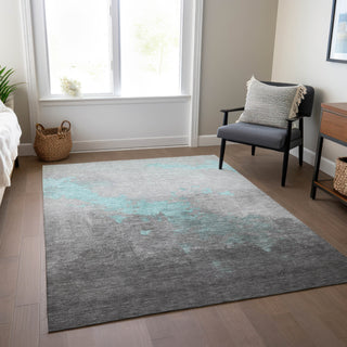 Piper Looms Chantille Modern ACN1881 Teal Machine Washable Area Rug Lifestyle Image Feature