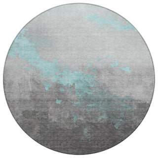 Piper Looms Chantille Modern ACN1881 Teal Machine Washable Area Rug Round Main Image