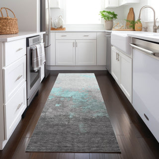 Piper Looms Chantille Modern ACN1881 Teal Machine Washable Area Rug Runner Lifestyle Image Feature