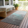Piper Looms Chantille Modern ACN1881 Teal Machine Washable Area Rug Runner Outdoor Lifestyle Image Feature