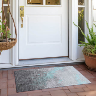 Piper Looms Chantille Modern ACN1881 Teal Machine Washable Area Rug Scatter Outdoor Lifestyle Image Feature