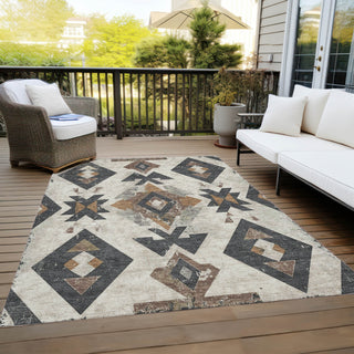 Piper Looms Chantille Aztec ACN1882 Beige Machine Washable Area Rug Outdoor Lifestyle Image Feature