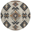 Piper Looms Chantille Aztec ACN1882 Beige Machine Washable Area Rug Round Main Image
